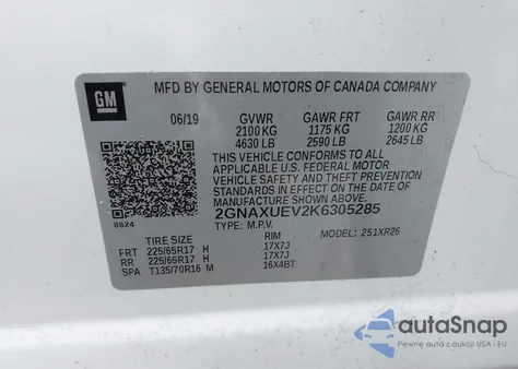 2019 Chevrolet Equinox Lt from USA, damaged, VIN 2GNAXUEV2K6305285